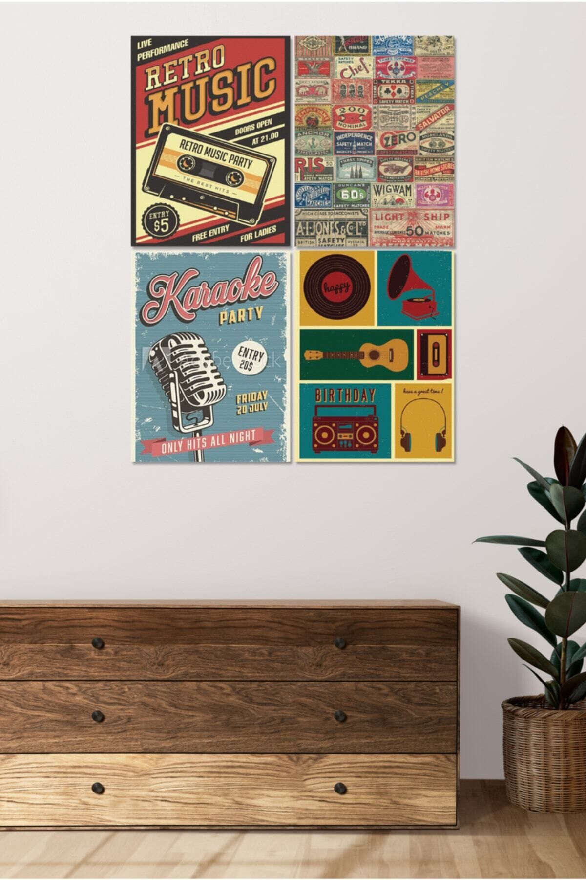 4 Parçalı Çerçeve Görünümlü Mdf Tablo Seti Dnu009