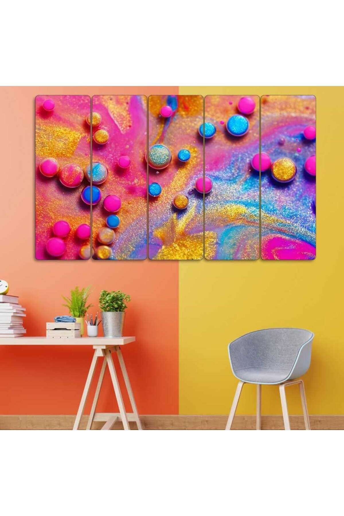 Rengarenk Simler, Boncuk Sim - 5 Parçalı Tablo