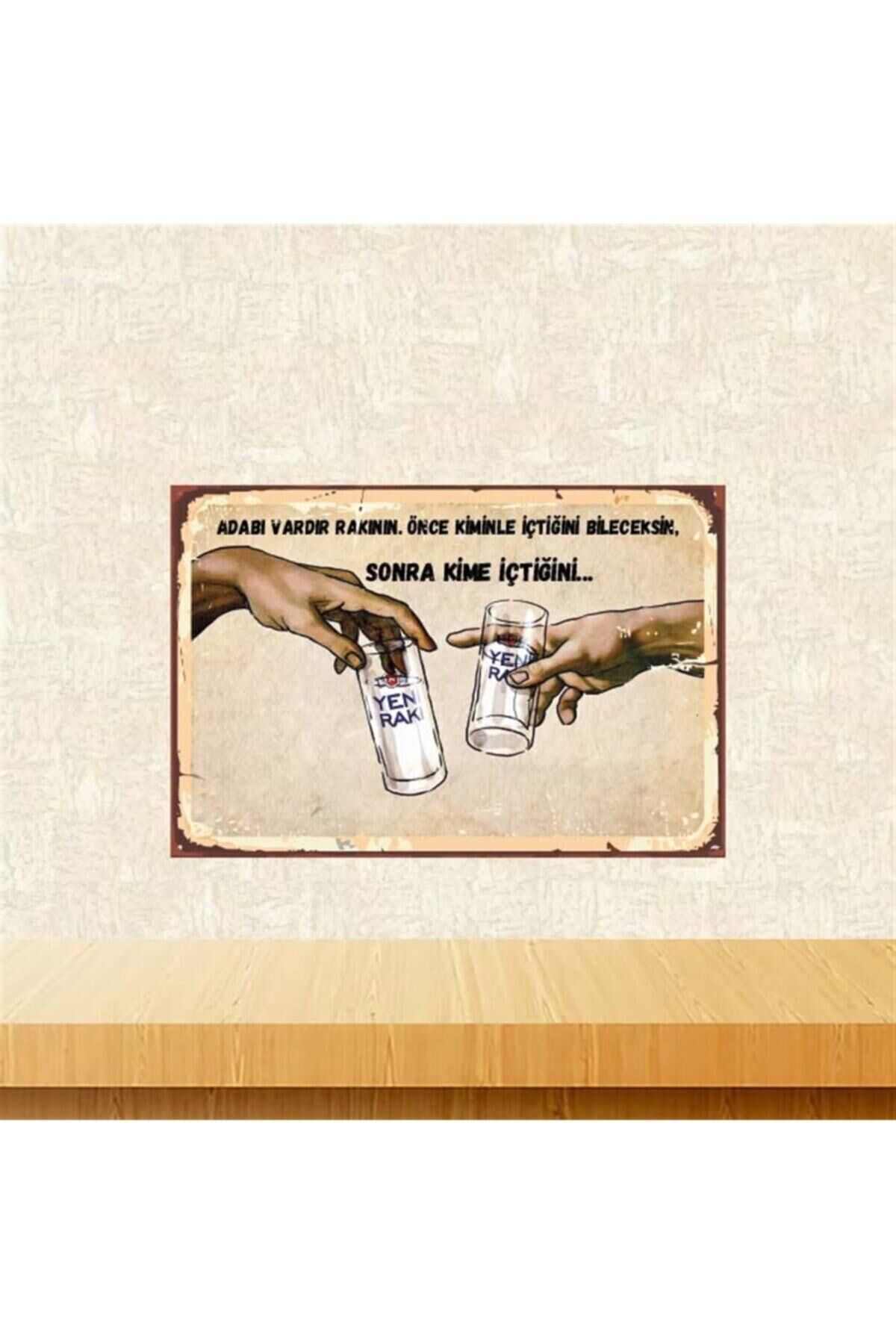 Adabı Vardır 20-30 Cm Retro Ahşap Poster Tkfx4324