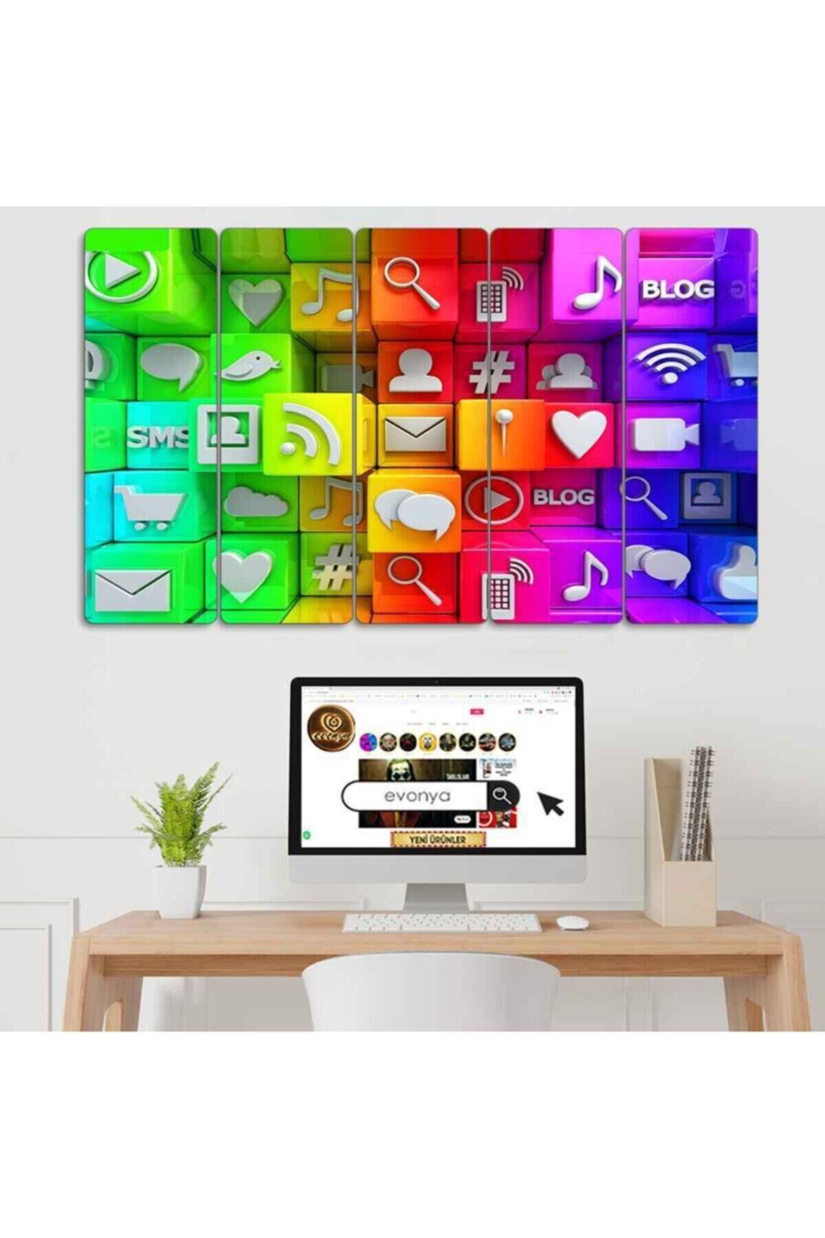 Sosyal Medya 5 Parçalı Tablo
