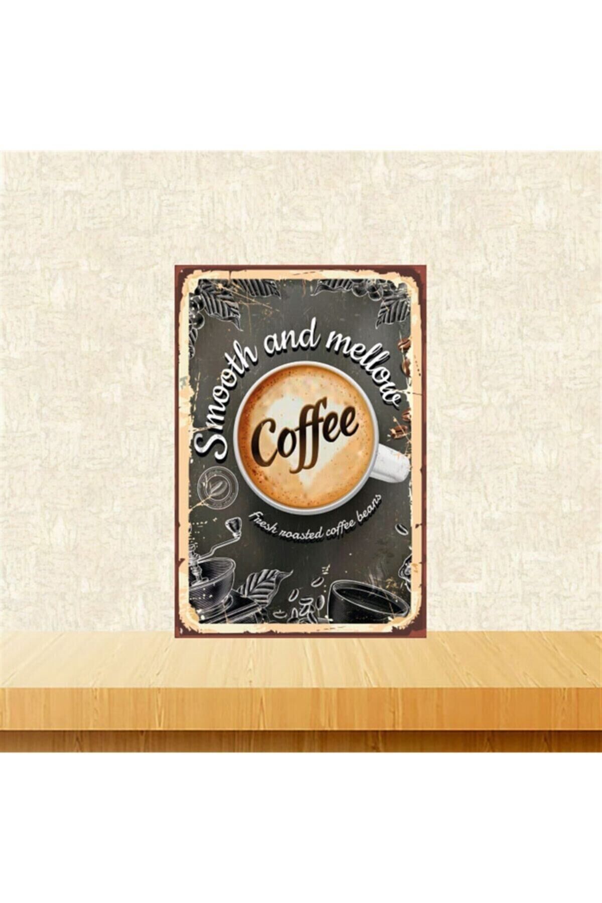 Smooth And Mellow Coffee 20-30 Cm Retro Ahşap Tablo Tkfx5230