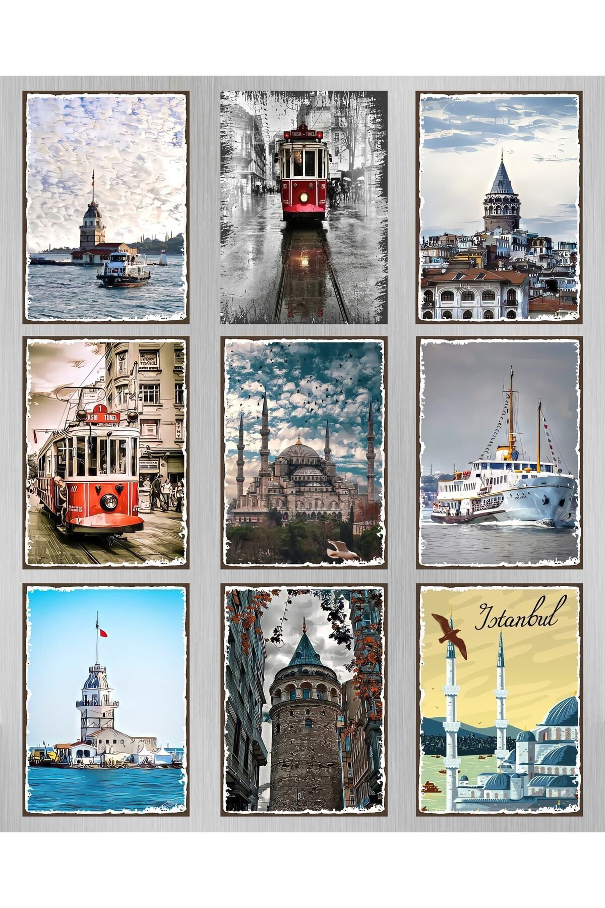 Hbb Özel Istanbul Koleksiyonu 9 Parça Ahşap Tablo Seti