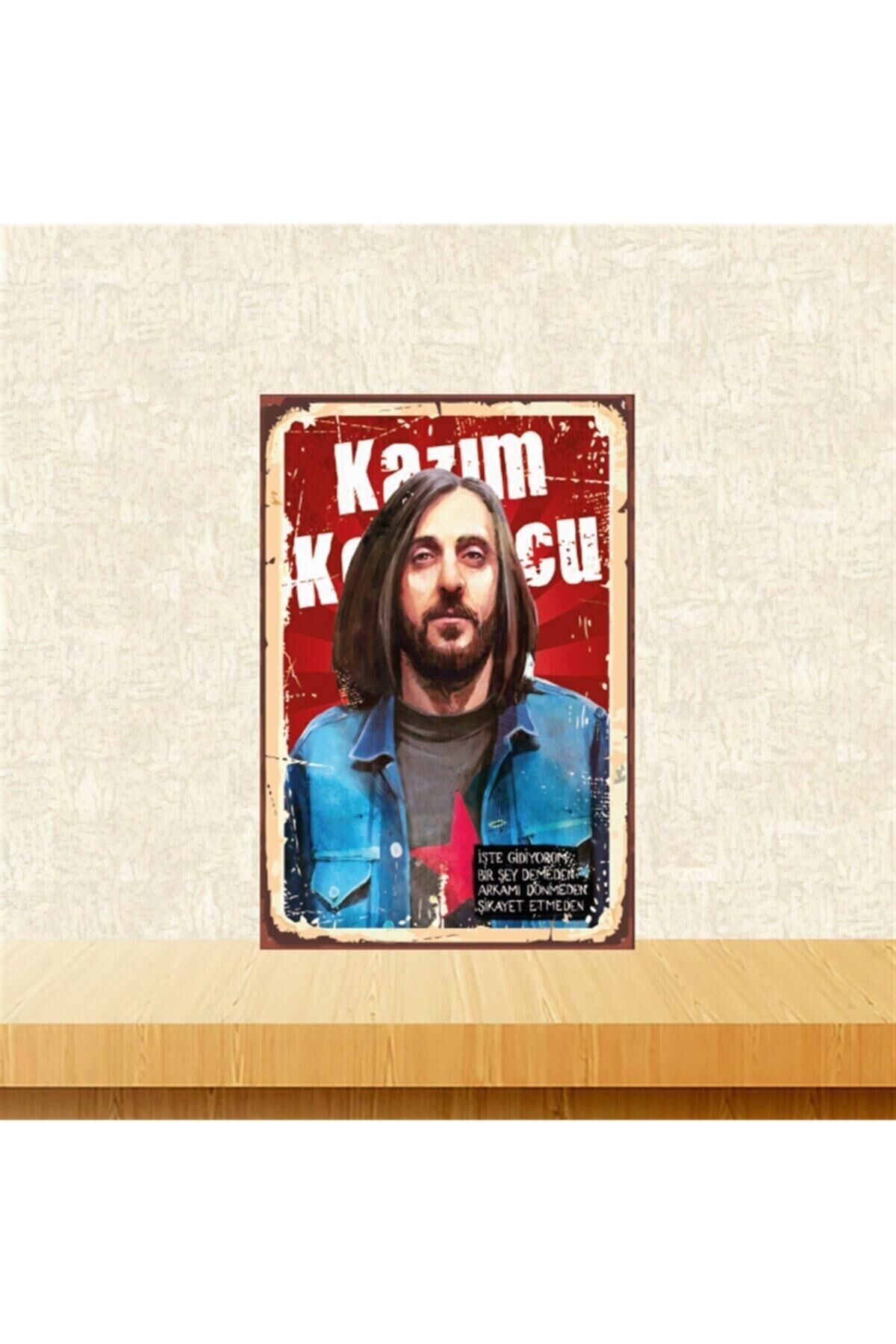 Kazım Koyuncu İşte Gidiyorum Retro Ahşap Tablo 20-30 cm- Tkfx5878