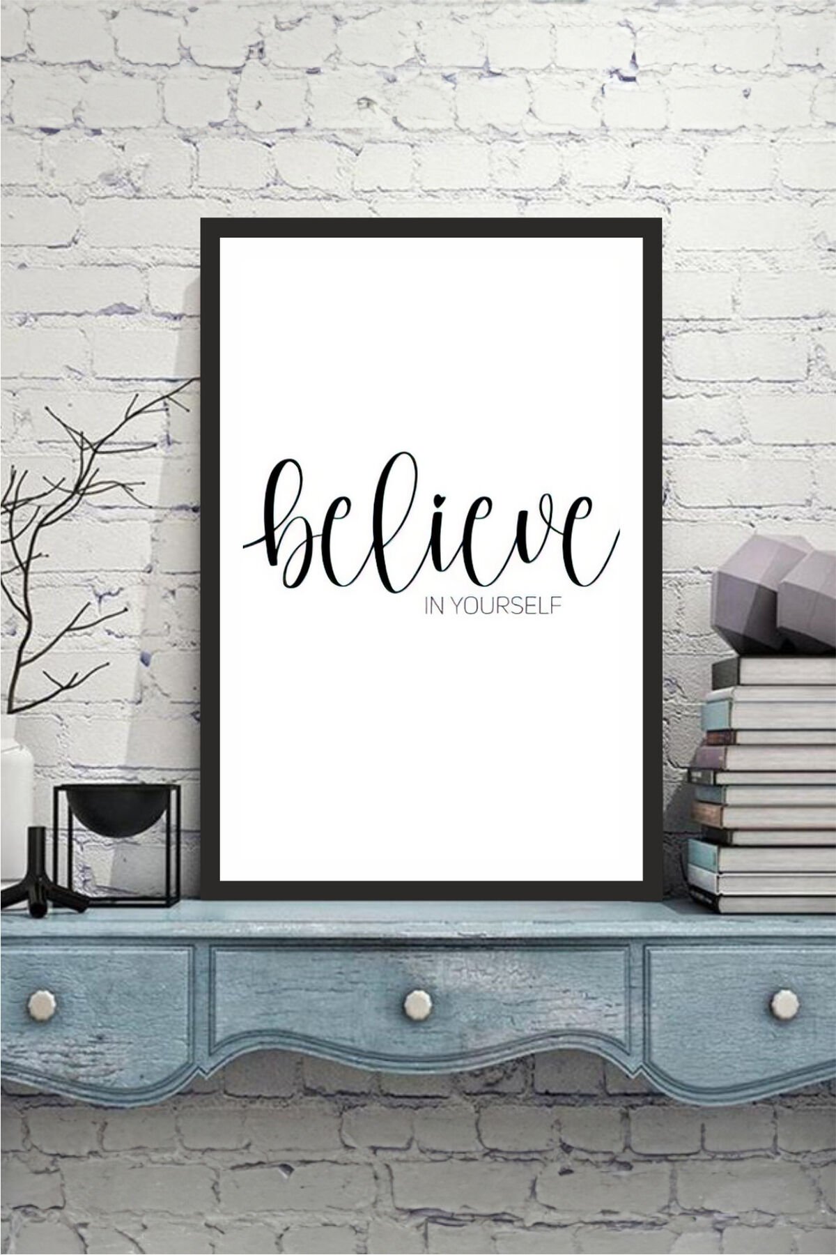 motto yazılı çerçeve görünümlü mdf tablo