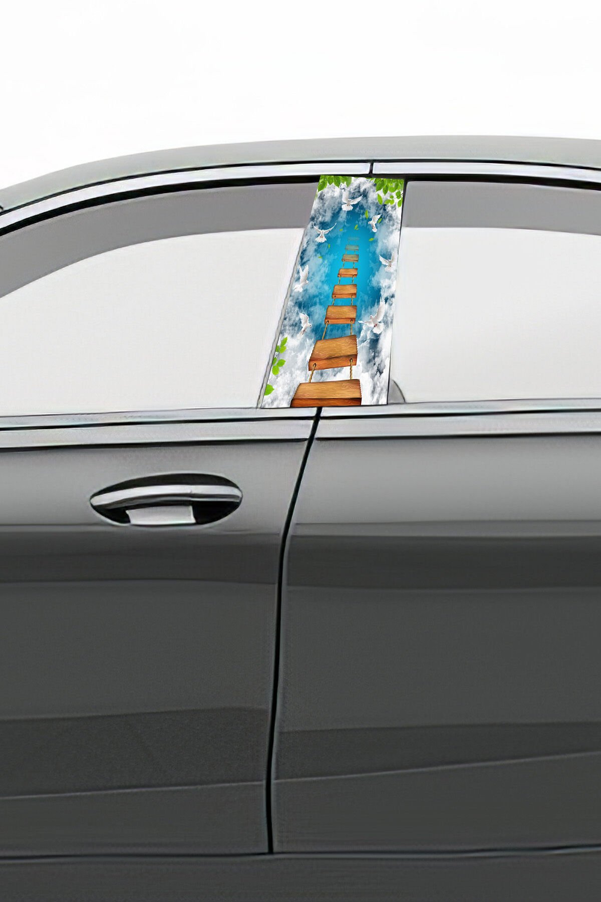 Araç Kapı Direk Kaplama Folyosu Desenli  Sağ Sol Takım 2 Adet  22x50 cm