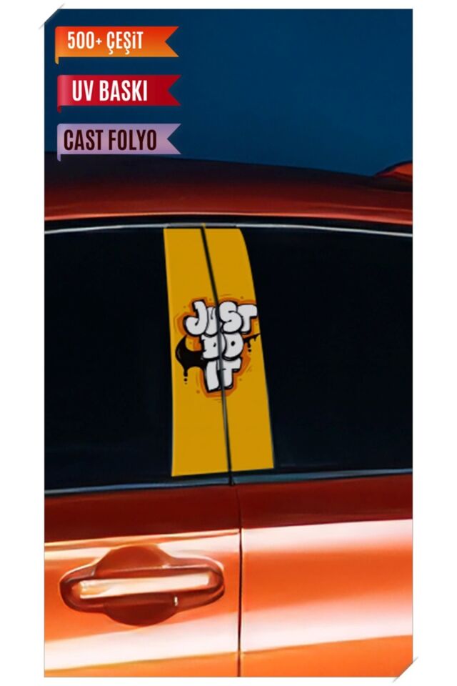 Araç Kapı Direk Kaplama Folyosu Just Do It Desenli (Sağ Sol Takım) (2 Adet) - 22x50 Cm
