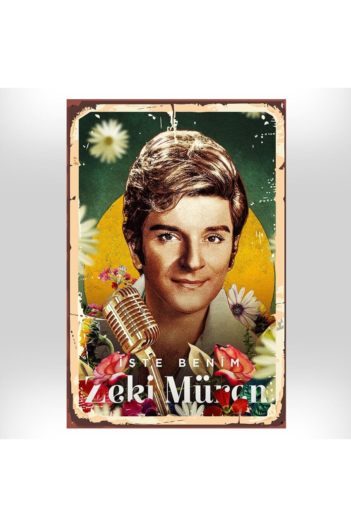 Işte Benim Zeki Müren Tasarımlı 20x30 Cm Retro Ahşap Tablo