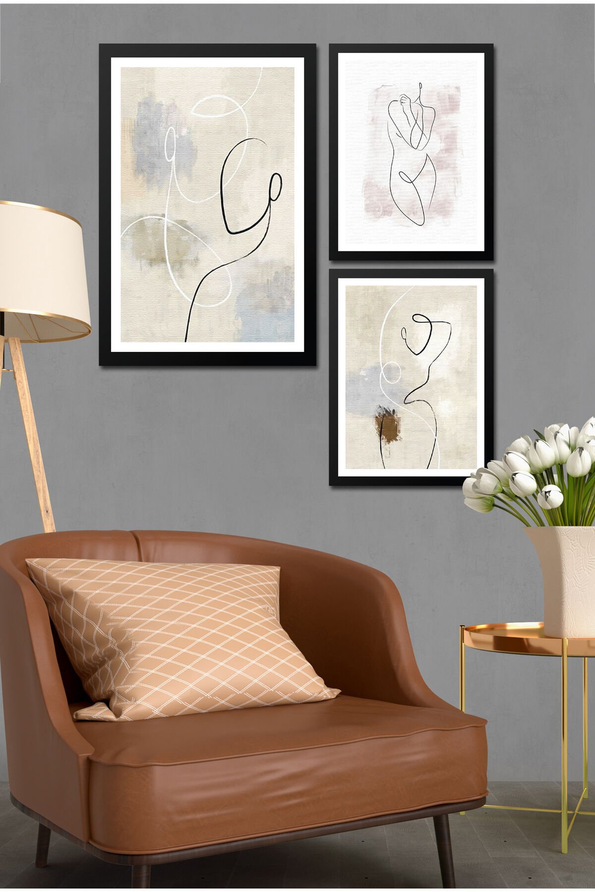 Parçalı Çerçeve Görünümlü Mdf Tablo Seti DNS