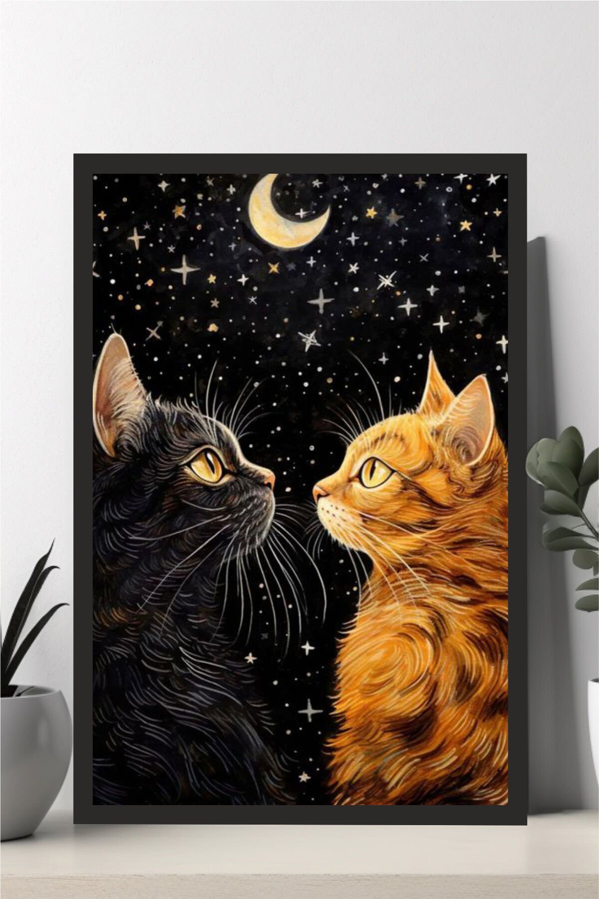 Kedi tasarımlı Çerçeve Görünümlü Mdf Tablo