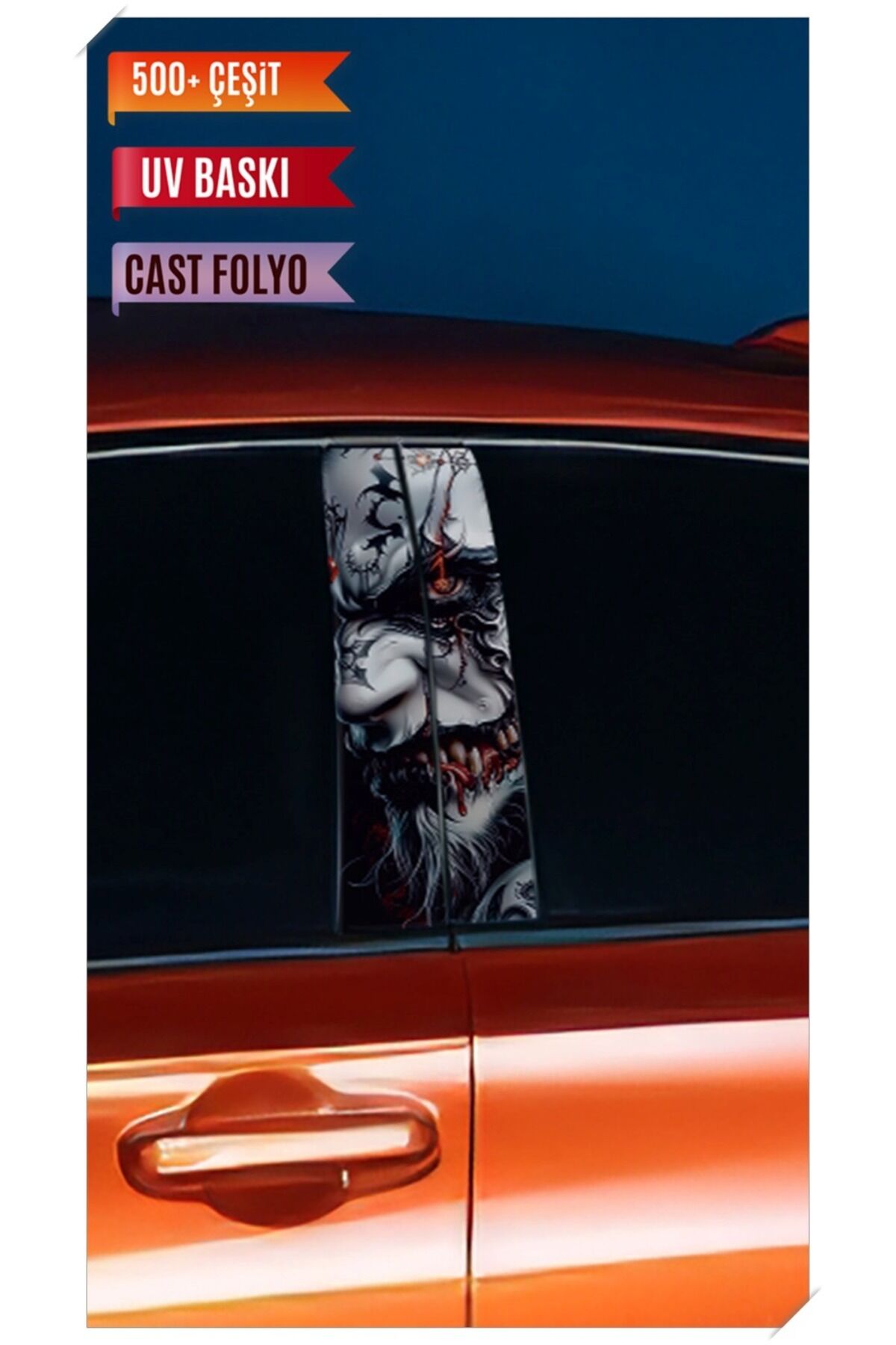 Araç Kapı Direk Kaplama Folyosu Desenli (Sağ Sol Takım) (2 Adet) - 22x50 Cm