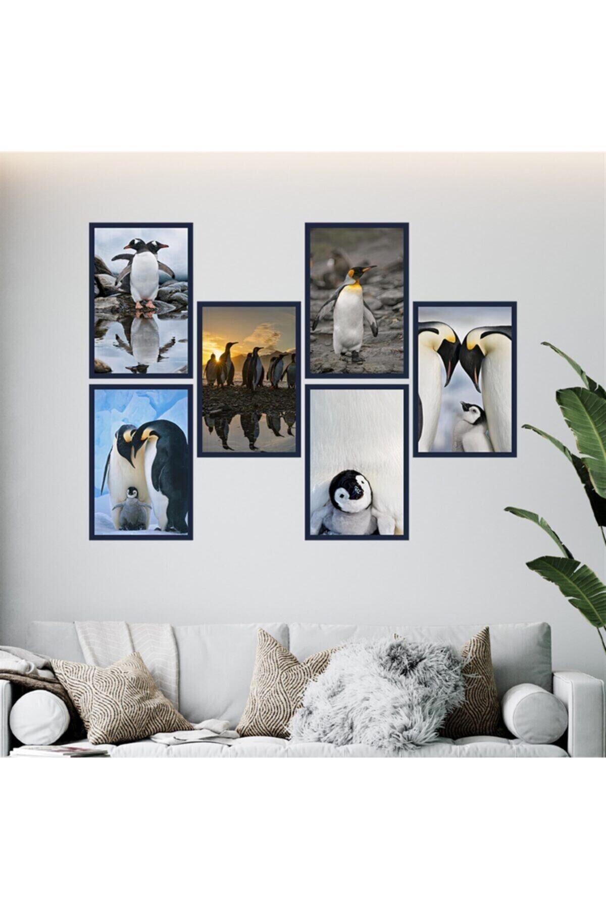 Penguenler Temalı Ahşap Tablo Seti