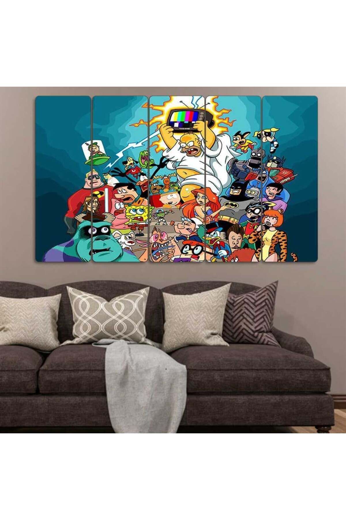 90'lar Çizgi Dizi - 5 Parçalı Tablo