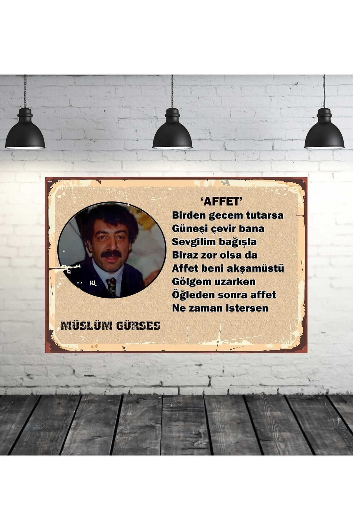 Müslüm Gürses Affet Şarkı Sözleri 20x30 cm Retro Ahşap Tablo