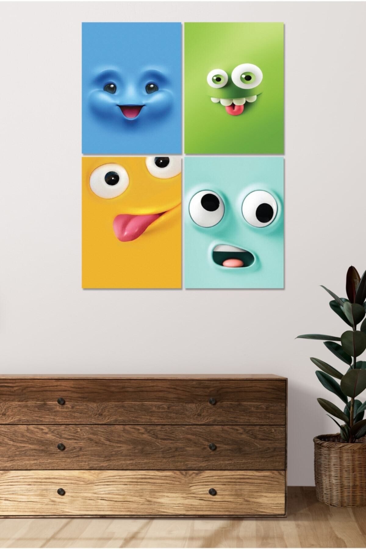 4 Parçalı Çerçeve Görünümlü Mdf Tablo Seti Dnu057