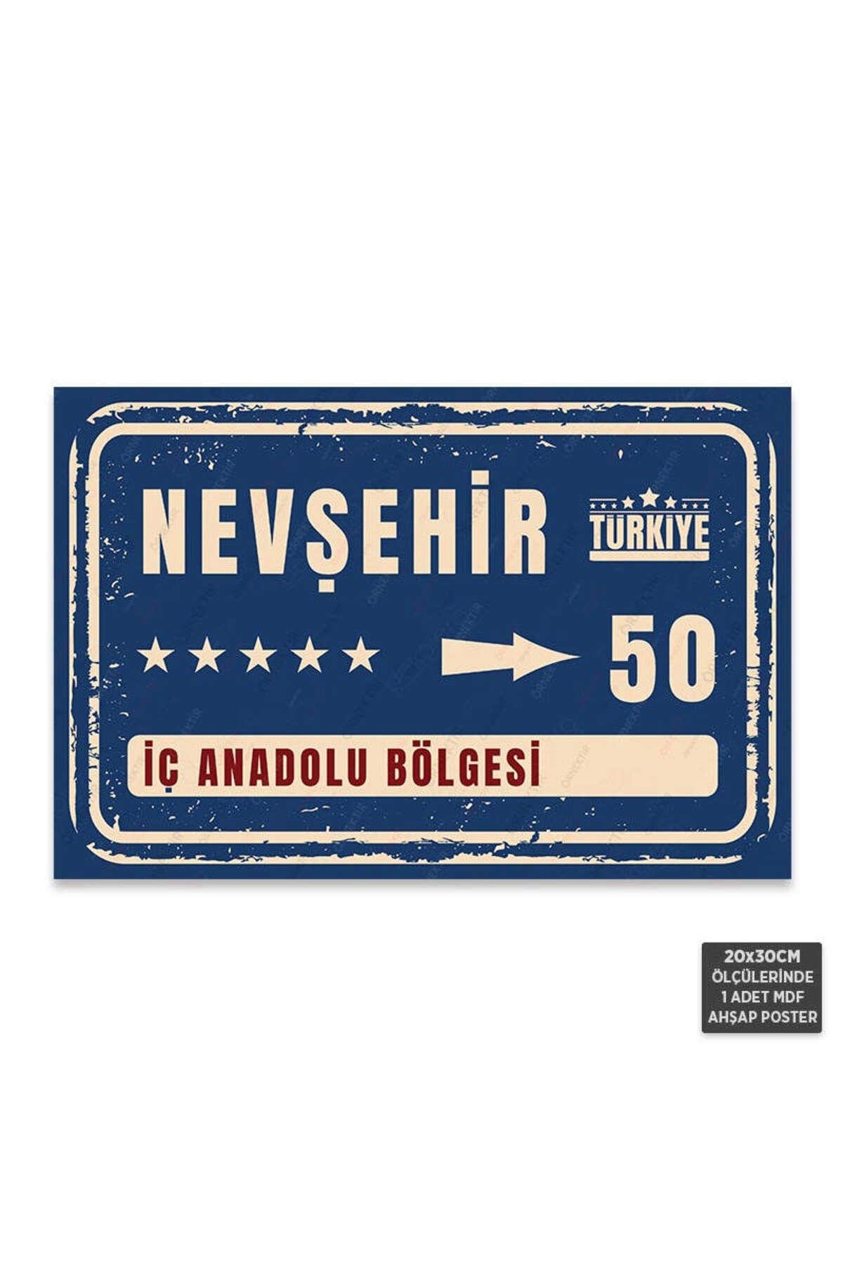 PT1132 - Nevşehir Şehir Tabelası Retro Mdf Ahşap Poster (20x30cm)
