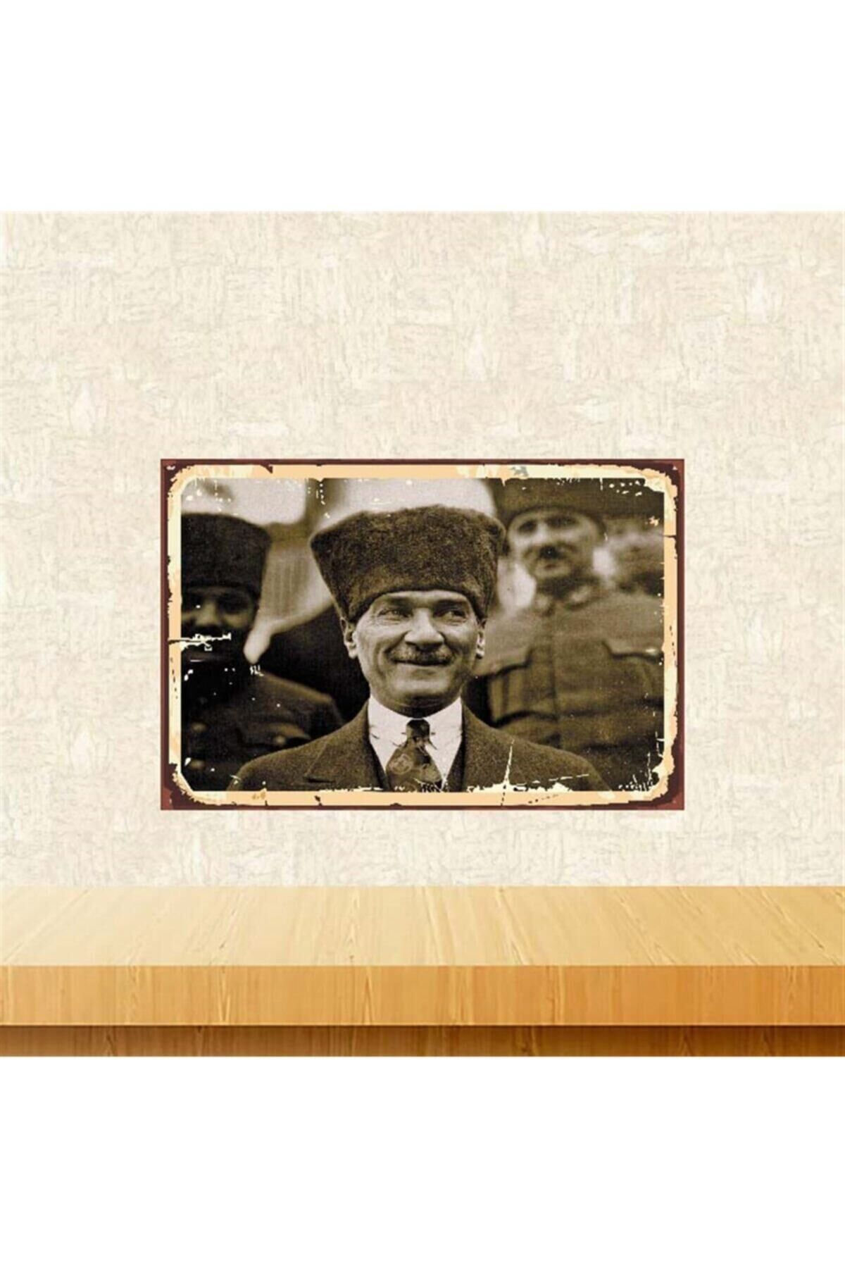Mustafa Kemal Atatürk 20 30 cm Retro Ahşap Poster Tkfx4013