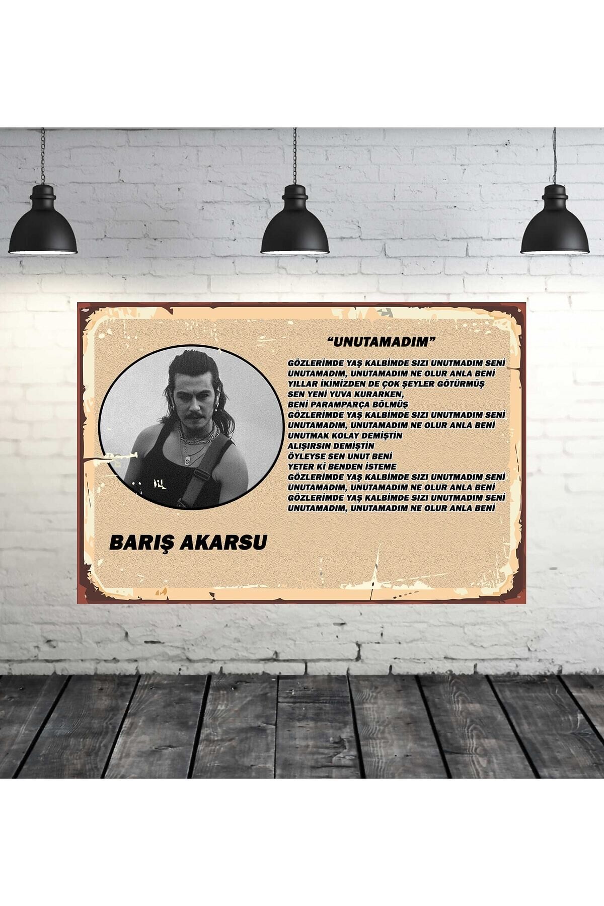 Barış Akarsu Unutamadım Şarkı Sözleri 20x30 Cm Retro Ahşap Tablo