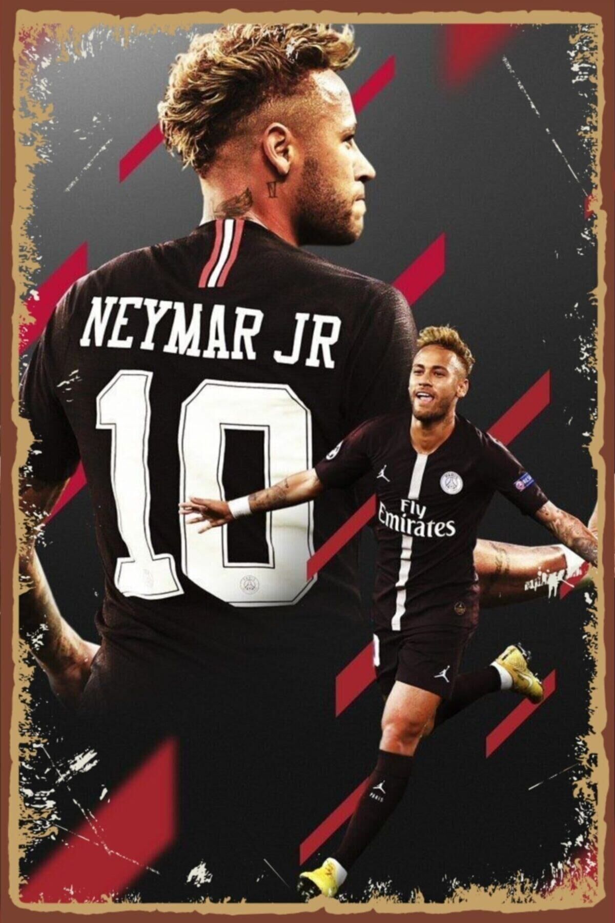 Neymar Jr. Retro Ahşap Poster