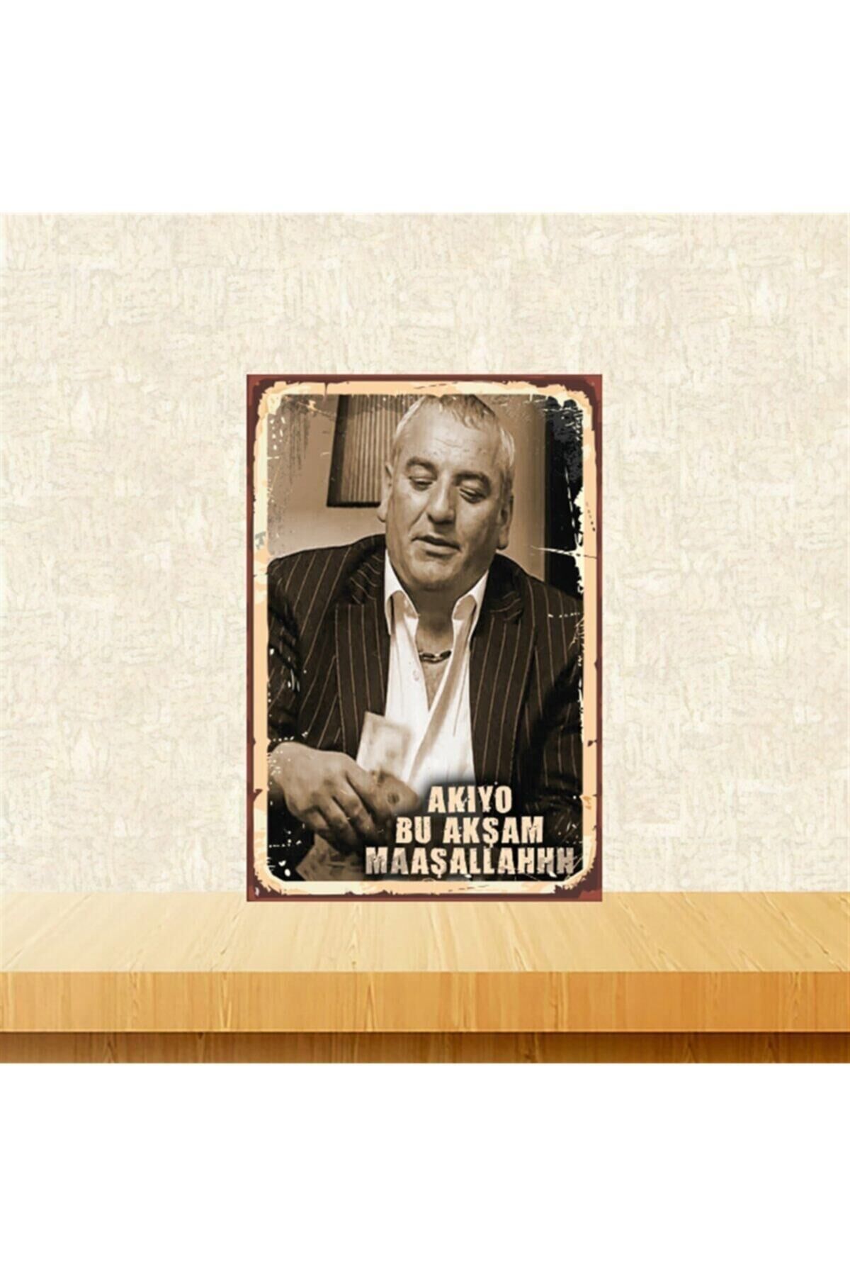 Kolpaçino Akıyo Bu Akşam Maşallah 20-30 Cm Retro Ahşap Tablo Tkfx4807