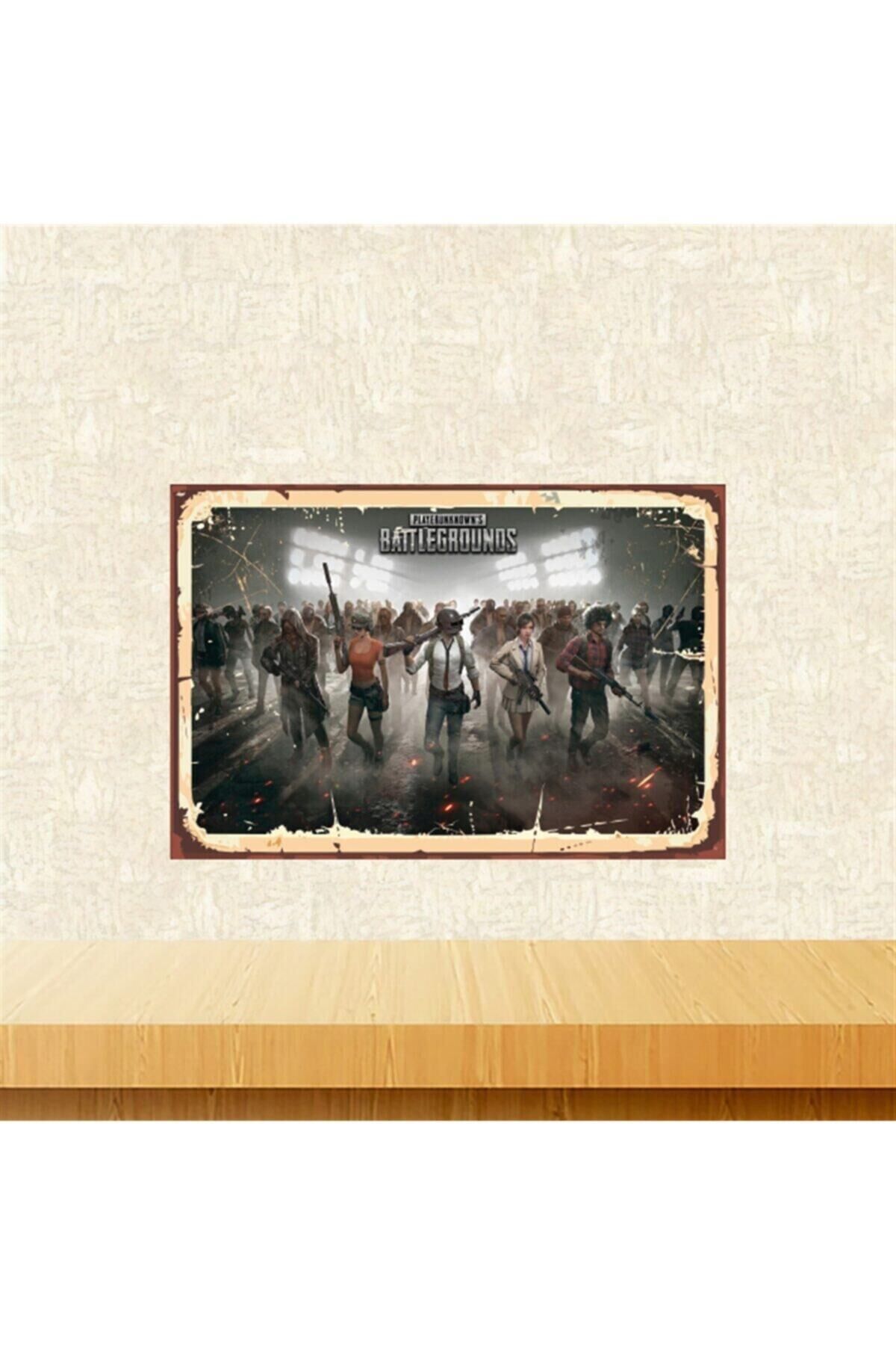 Playerunknown's Battlegrounds Tasarımlı 20-30 Cm Retro Ahşap Tablo Tkfx5649