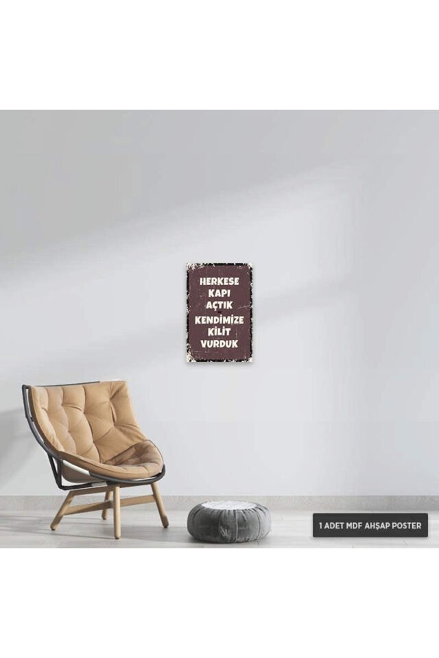 PT1253 - Herkese Kapı Açtık Retro Mdf Ahşap Poster (20x30cm)