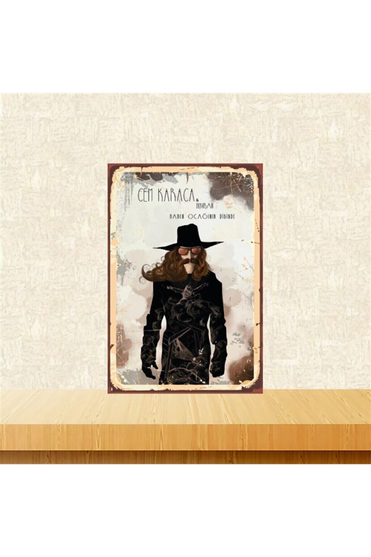 Cem Karaca Maden Ocağının Dibinde Retro Ahşap Tablo Tkfx4684 20-30 cm