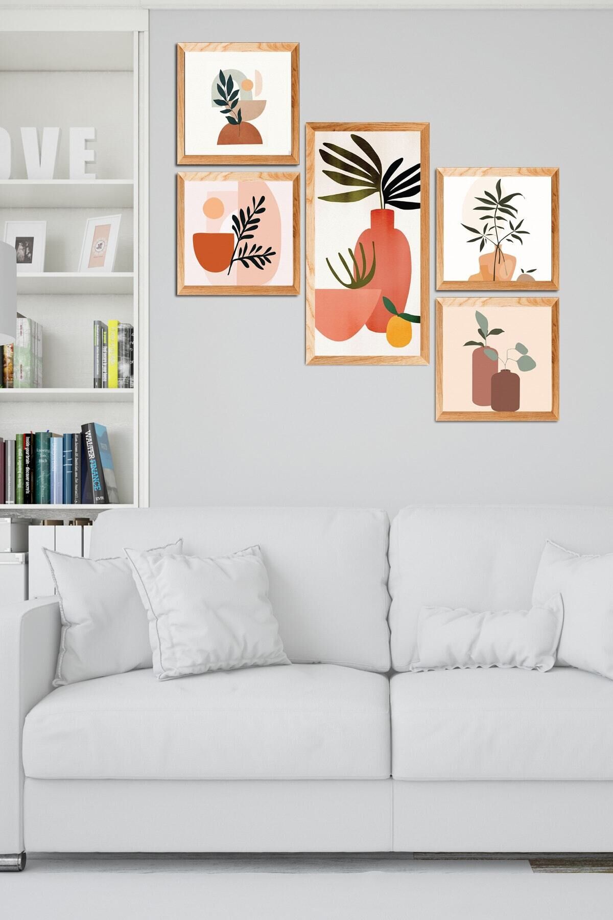 5 Parçalı Çerçeve Görünümlü Mdf Tablo Seti Atf303