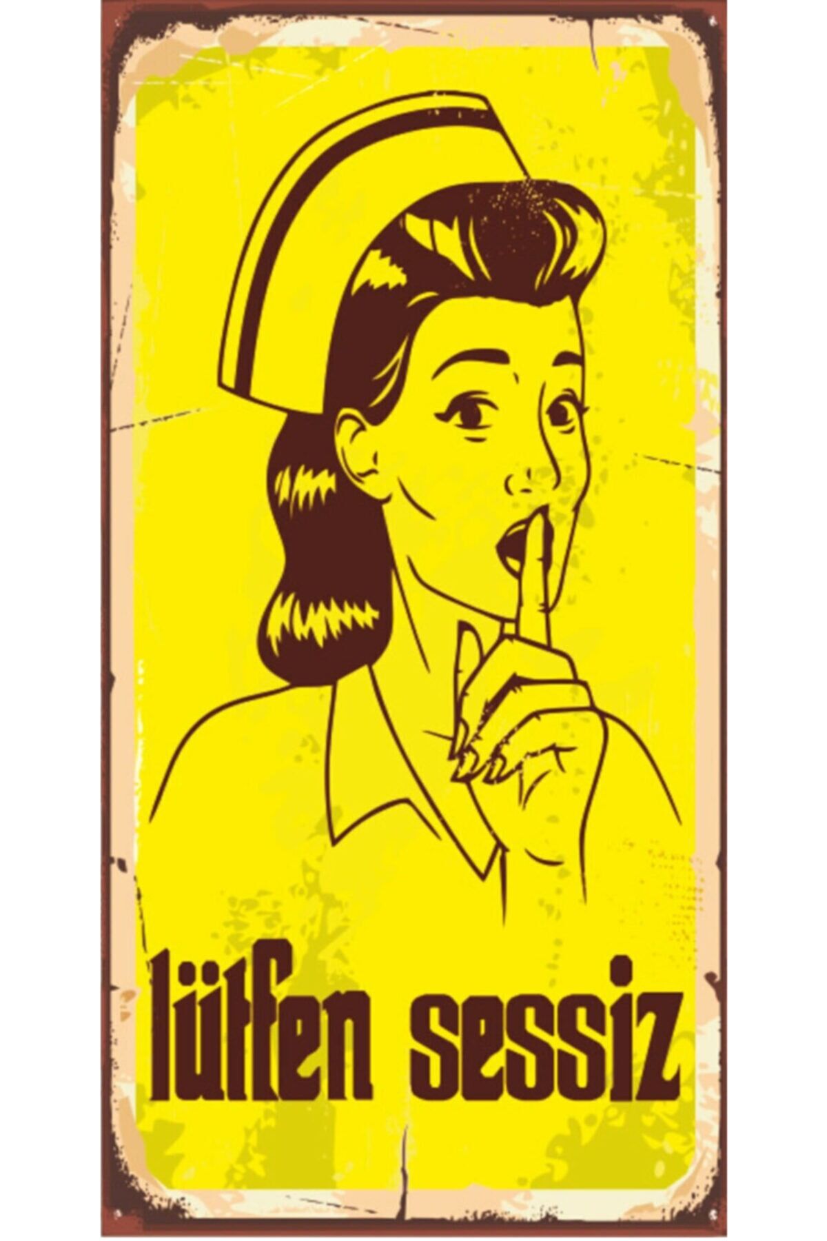 Lütfen Sessiz - Retro Ahşap Poster – Özel Koleksiyon – Hbb