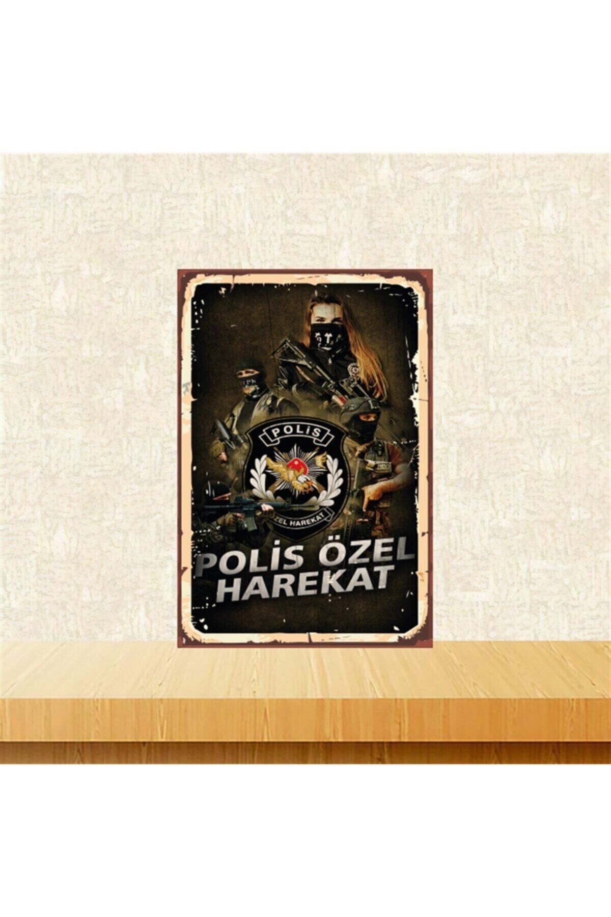 Polis Özel Harekat 20-30 Cm Retro Ahşap Tablo Tkfx4554