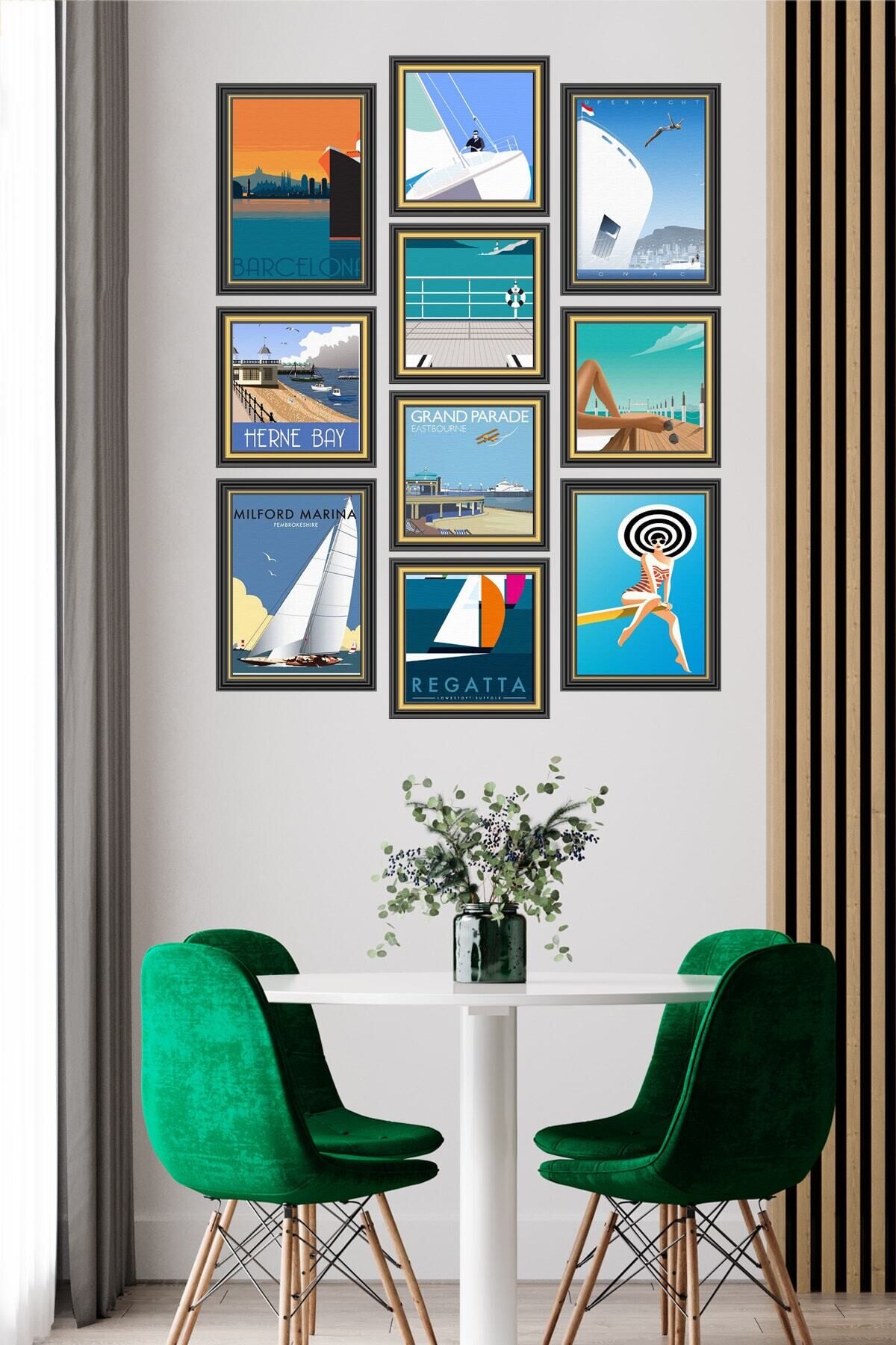 10 Parçalı Çerçeve Görünümlü Mdf Tablo Seti Flm013