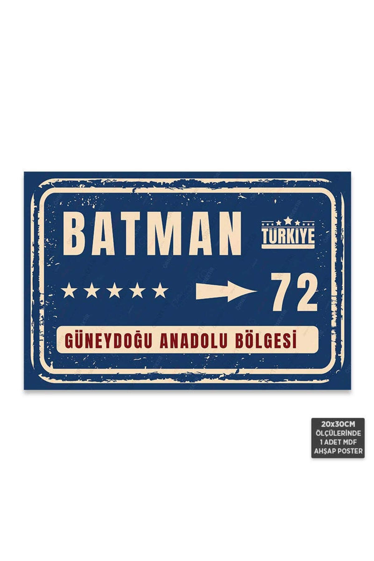 PT1176 - Batman Şehir Tabelası Retro Mdf Ahşap Poster (20x30cm)