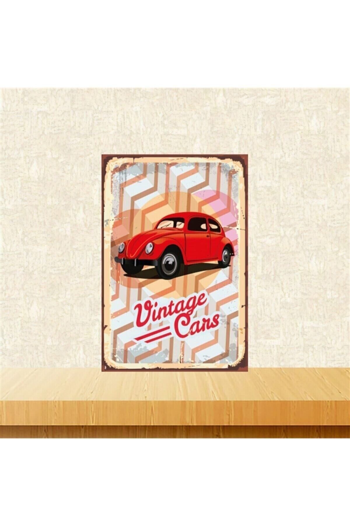 Vintage Cars 20-30 Cm Retro Ahşap Tablo Tkfx5147