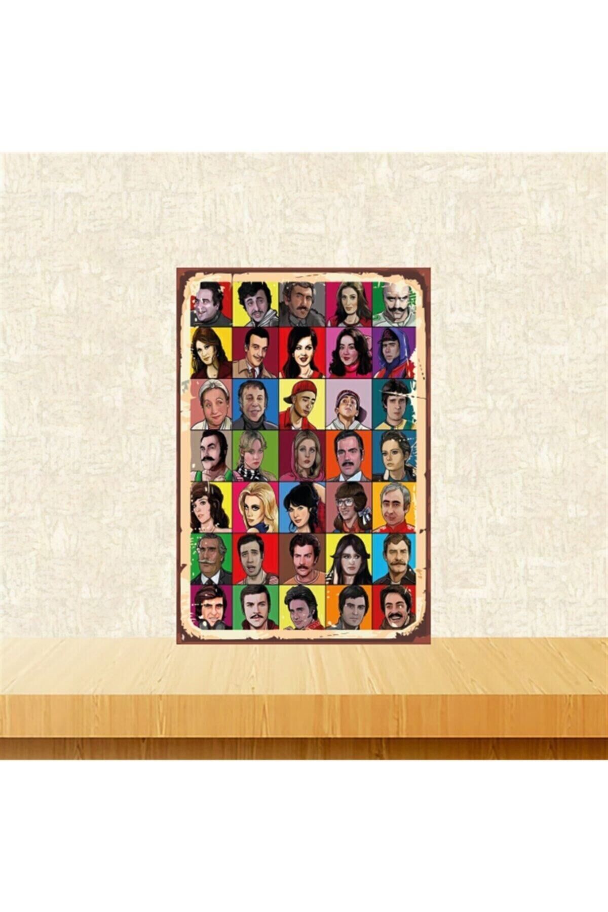 Yeşilçam Yıldızları 20-30 Cm Retro Ahşap Tablo Tkfx4965