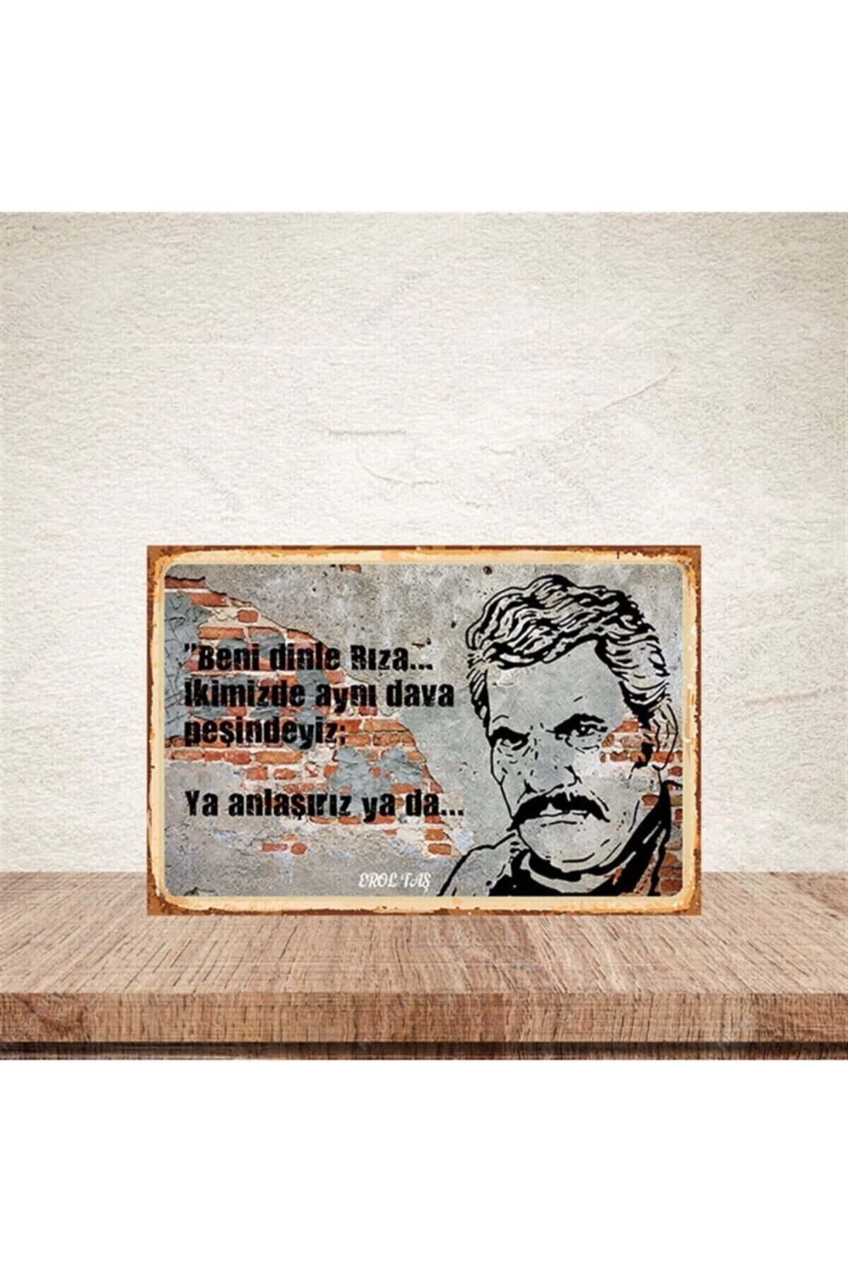 Beni Dinle Rıza Erol Taş 20-30 Cm Retro Ahşap Poster