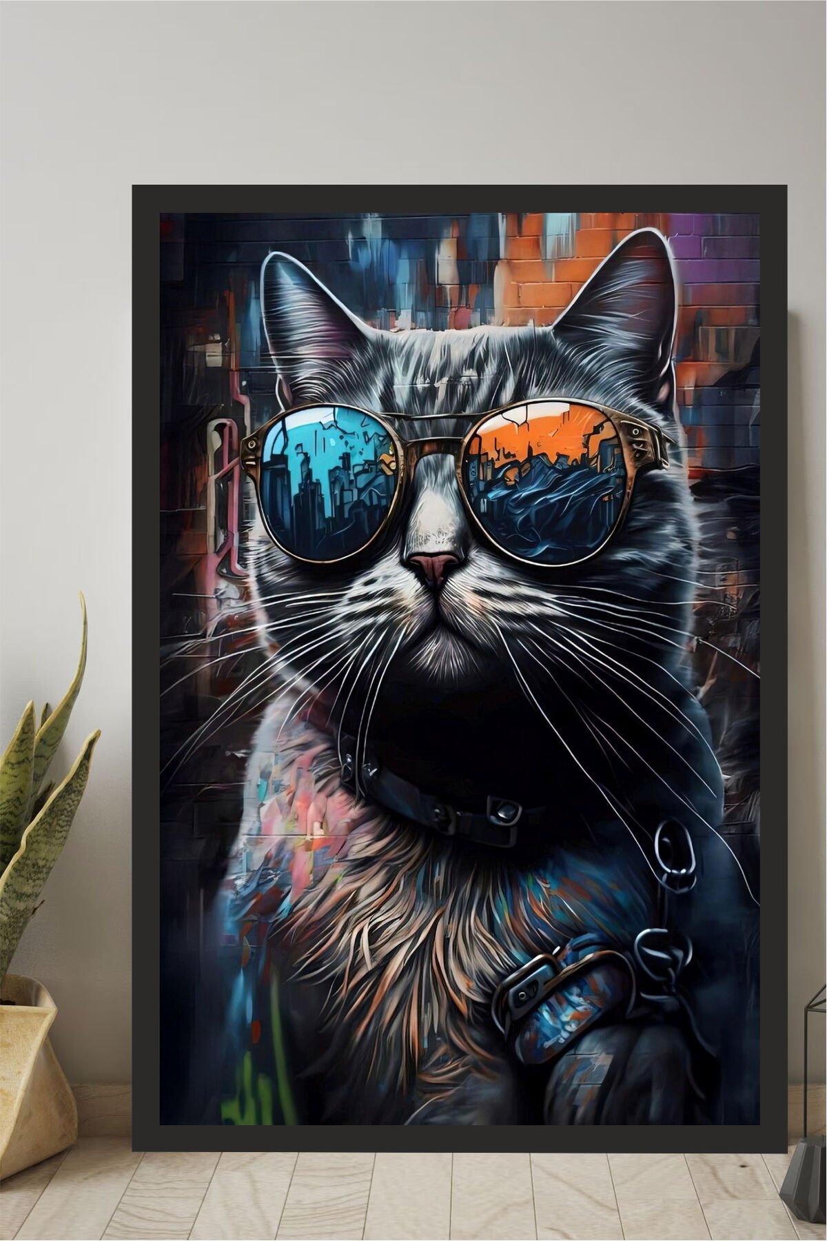 Kedi tasarımlı Çerçeve Görünümlü Mdf Tablo