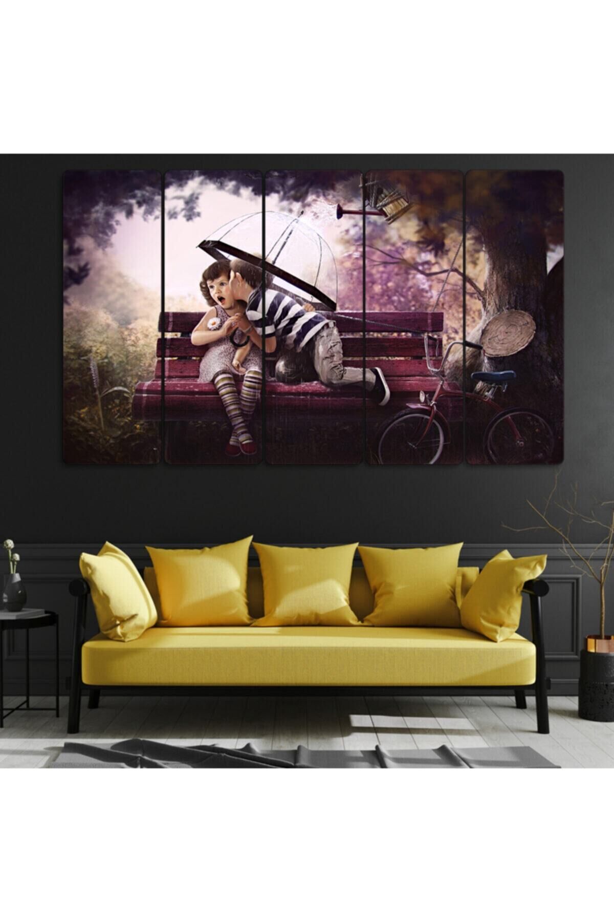 Çocuklar, Şemsiye - 5 Parçalı Tablo