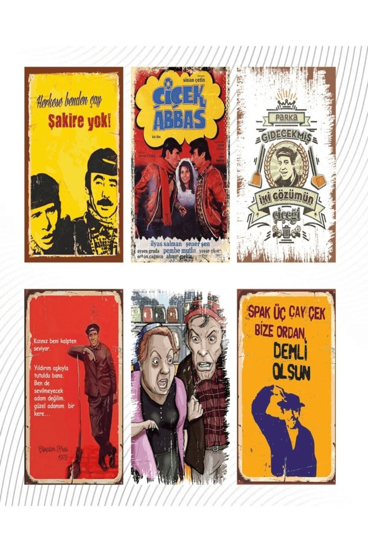 6’lı Yeşil Çam Set - Retro Ahşap Poster – Özel Koleksiyon