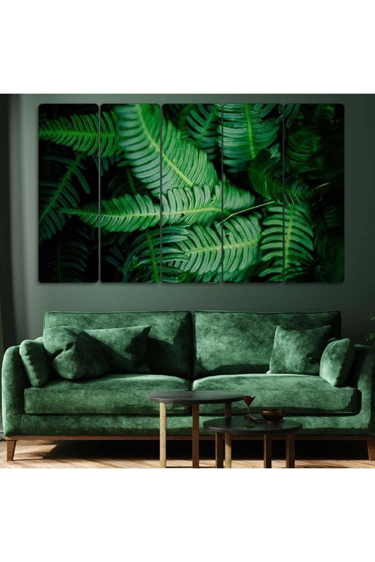 Yeşil Yapraklar, Botanik, Tropikal - 5 Parçalı Tablo