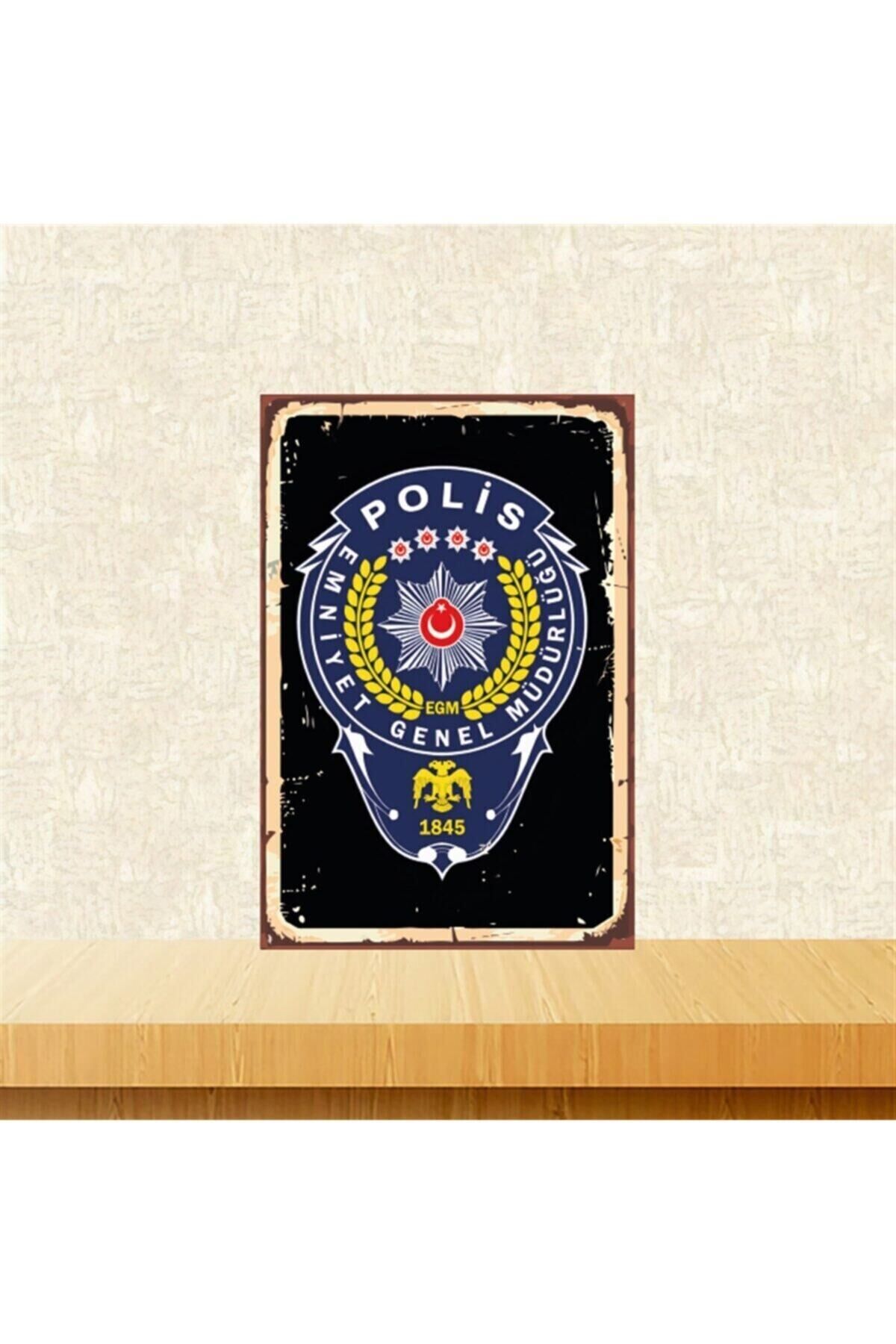 Polis Emniyet Genel Müdürlüğü 20-30 Cm Retro Ahşap Tablo Tkfx4547