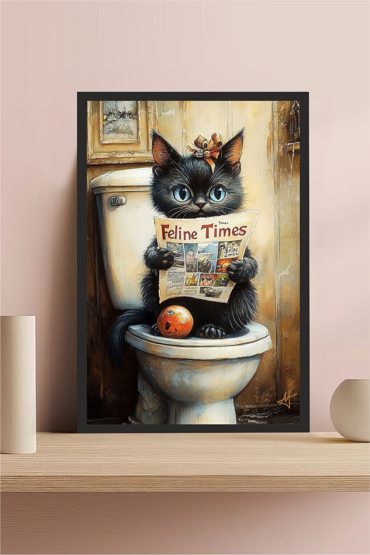 Kedi tasarımlı Çerçeve Görünümlü Mdf Tablo