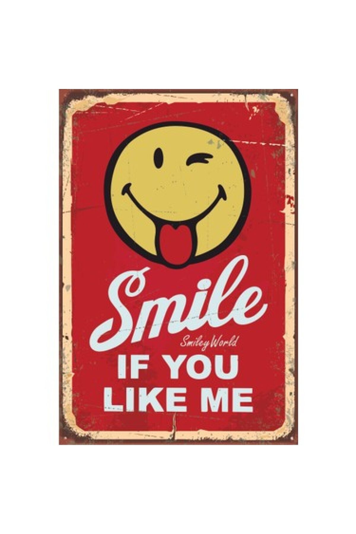 Gülümse Retro Vintage Ahşap Poster 10*15 Cm