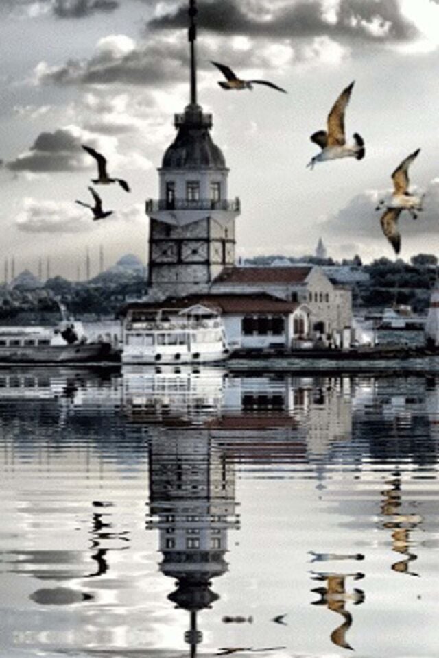 Gri Ahşap Mdf Kız Kulesi Poster 20x30 cm