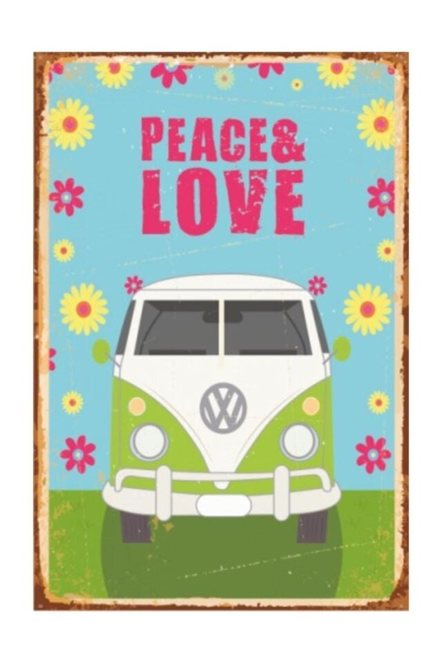 Hippi Vosvos Retro Vintage Ahşap Poster