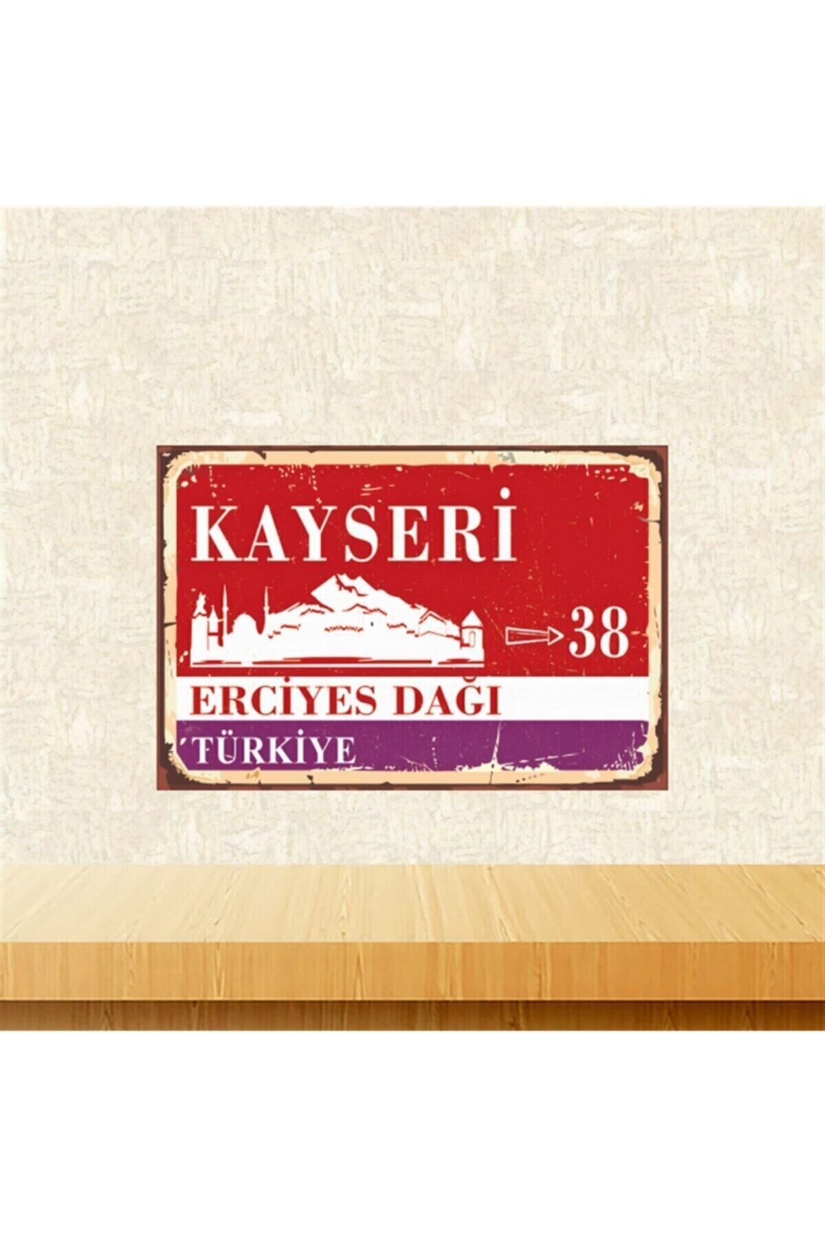 Kayseri Erciyes Dağı 20-30 Cm Retro Ahşap Tablo Tkfx5760