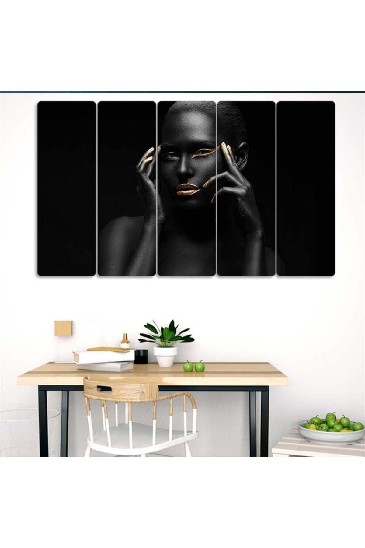 Bakışların Altın Sırrı - 5 Parçalı Kadın Tablo