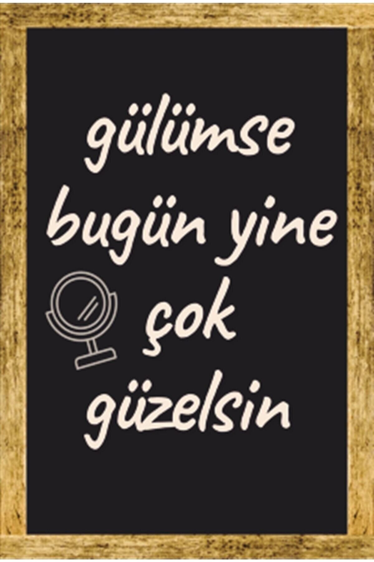 Gülümse Çok Güzelsin Retro Ahşap Poster