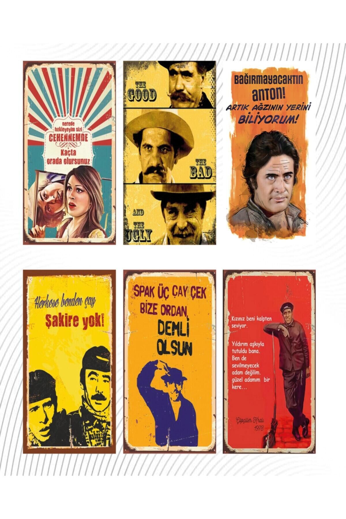 6’lı Yeşil Çam Set - Retro Ahşap Poster – Özel Koleksiyon – Hbb