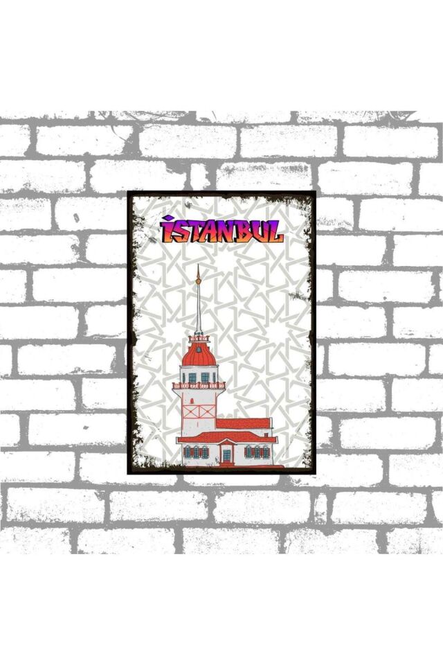 İstanbul Temalı Retro Ahşap Poster Seti 4 lü 20x30cm