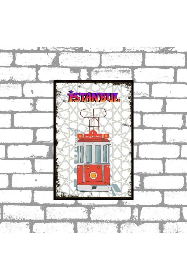 İstanbul Temalı Retro Ahşap Poster Seti 4 lü 20x30cm