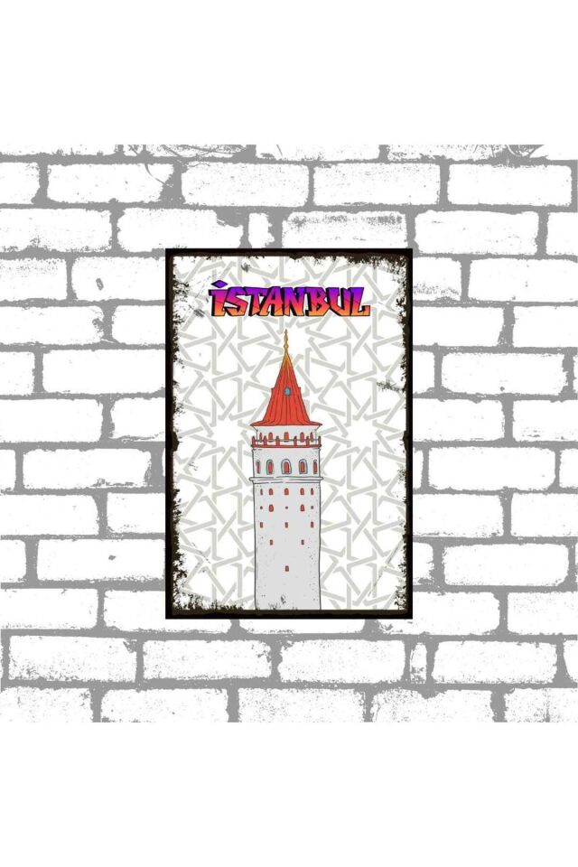 İstanbul Temalı Retro Ahşap Poster Seti 4 lü 20x30cm